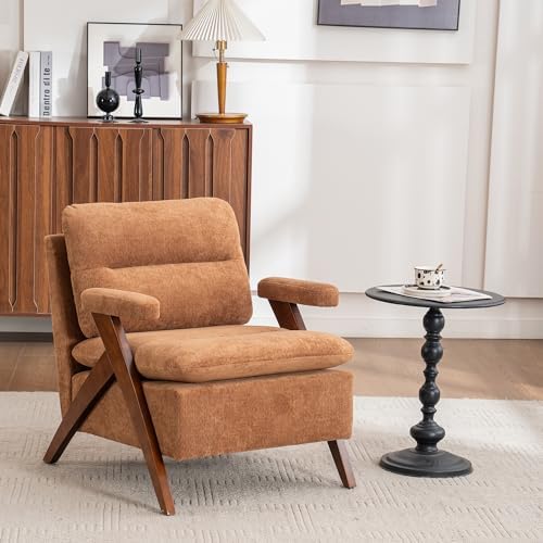 Mid Century Modern Accent Chair, Comfy Solid Wood Armchair by DRKAT