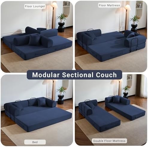 79" Convertible Futon Sofa Bed, 5-in-1 Boneless Couch - Image 6