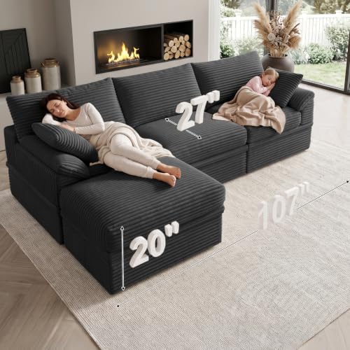 Boneless Couch with Storage, 48.6" Extra Deep-High Seat Modular Sectional Sofa - Image 2