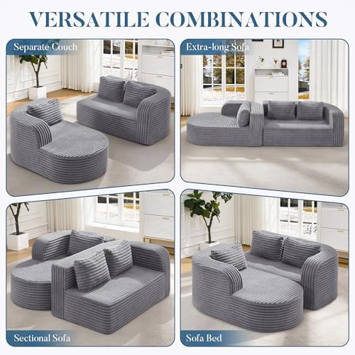 Hobestluk Boneless Couch Modular Sectional Sofa L-Shape Lounge Cloud Couch - Image 7