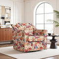 Swivel Accent Chair, Floral Upholstered Armchair by UIXE