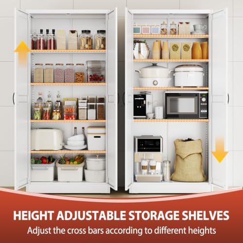 PAOFIN 71" White Metal Storage Pantry Cabinet - Image 5