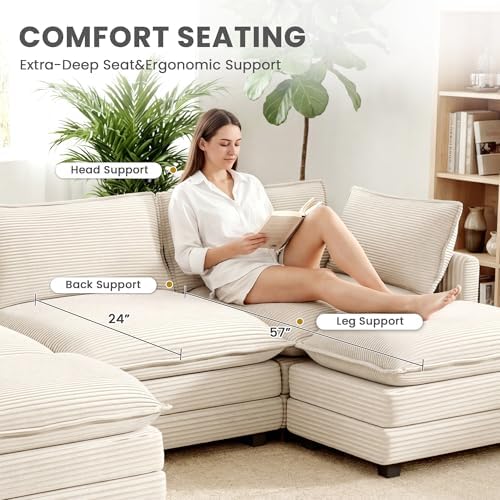 ROWHY 112'' Sectional Modular Cloud Couch, Oversized 5 Seat Couches U Shaped - Image 4