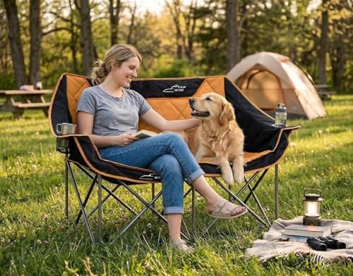 FAIR WIND Oversized Fully Padded Camping Chair Folding Loveseat Camping Couch - Image 2