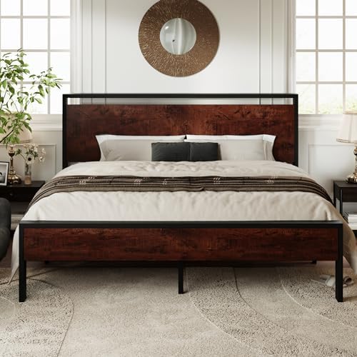 Allewie King Size Bed Frame, Heavy Duty 12 Metal Slats Support by Allewie