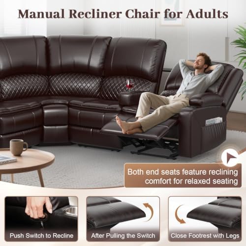 Upgraded 4 Seater Reclining Sofa Set, Modern Living Room Couch - Image 5