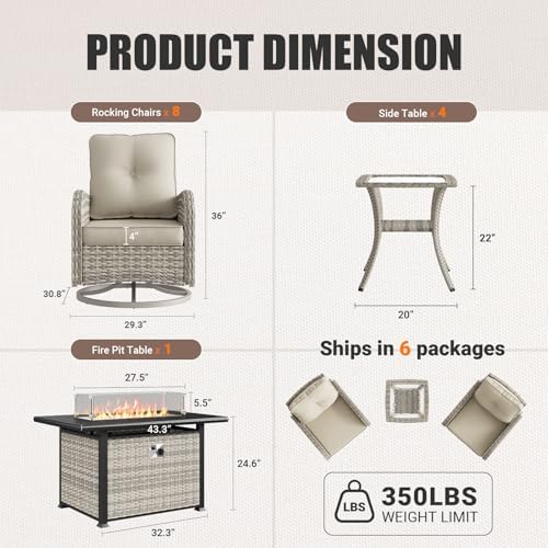 13Pcs Patio Rocking Swivel Chair - Image 2