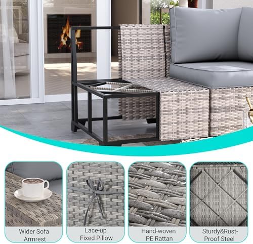 Outdoor Patio Furniture Set PE Wicker Rattan Outdoor Sectional Sofa - Image 3