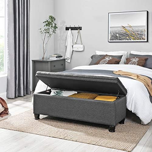 SONGMICS Storage Ottoman, 46.5 Inches Bedroom Bench, Solid Wood Legs - Image 2