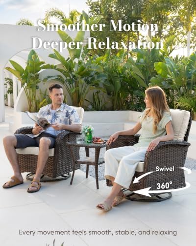 Belord Patio Wicker Chairs Swivel Rocker - Image 3