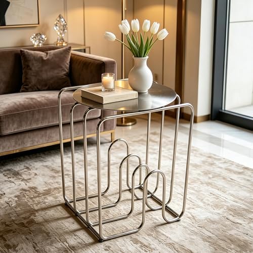 Chrome Side Table, Modern Metal Side Table - Image 2