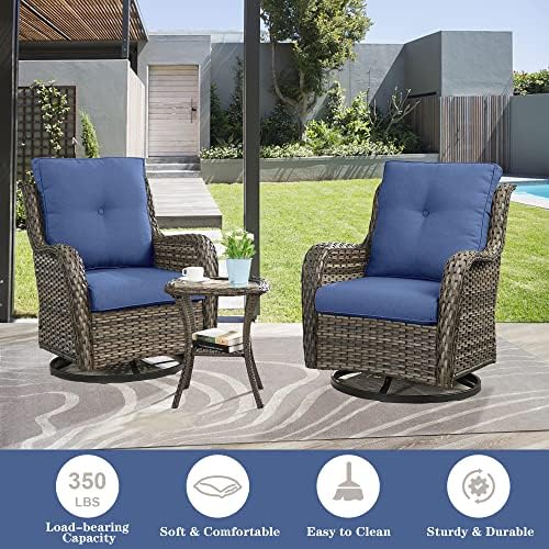 Belord 5 Piece Wicker Patio Furniture Set, Outdoor Swivel Rocker Chairs Set of 2 - Image 3