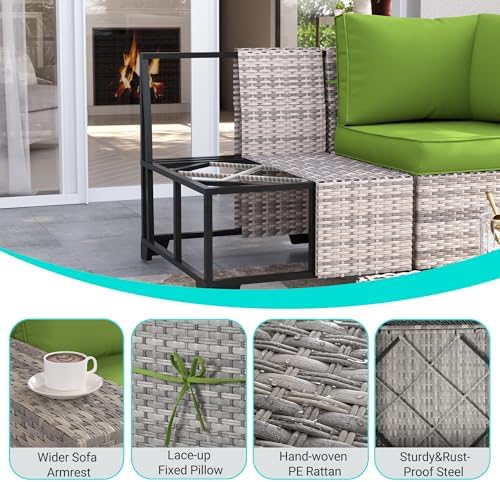 Outdoor Patio Furniture Set PE Wicker Rattan Outdoor Sectional Sofa - Image 2