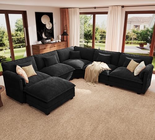 ELUCHANG 114" Oversized V Shaped Modular Sectional Sofa Couch, Comfy Cloud Couch by ELUCHANG