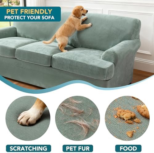 Turquoize T Cushion Sofa Slipcover 4 Piece Sofa Covers - Image 5