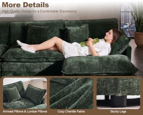 111.5” Modular Sectional Sofa, L Shaped Cloud Couch - Image 7