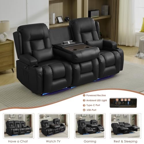 TUNYI Wall Hugger Loveseat Recliner Sofa - Image 3
