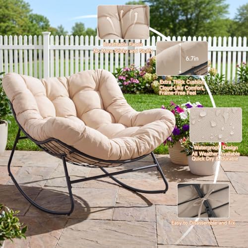 Papasan Rocking Chair, Oversized Outdoor Egg Chair - Image 5