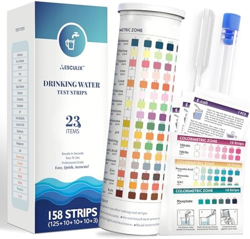 All-New 23 in 1 Drinking Water Testing Kit 158 Strips, Well Water Testing Kit & by AESCULIX