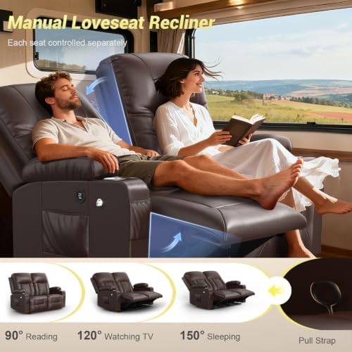 Loveseat Recliner Sofa, Wall Hugger RV Recliner Loveseat - Image 5