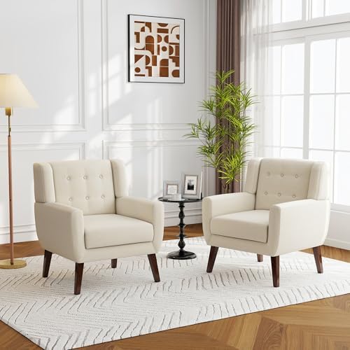Accent Chair, Upholstered Armchair in Linen - Image 4
