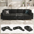 Sectional Sleeper Sofa, 8 Seaters Modular Sleeper Sofa Couch, Dark Grey by Mangodan
