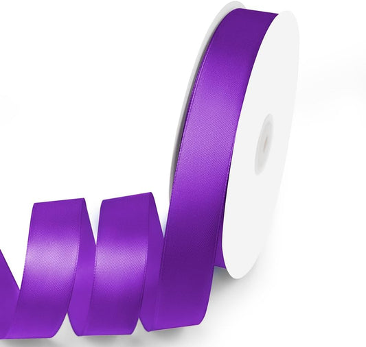 1" x 100 Yards Satin Ribbon - Purple Silk Ribbon with Spool - Ideal for Gift Wrapping, Floral Bouquets, Crafts, Wedding Party Decorations, Christmas and Sewing Projects