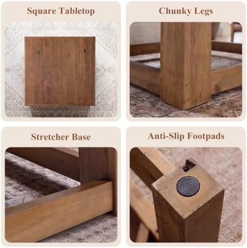 Rustic 40" Square Coffee Table, Solid Reclaimed Wood - Image 3