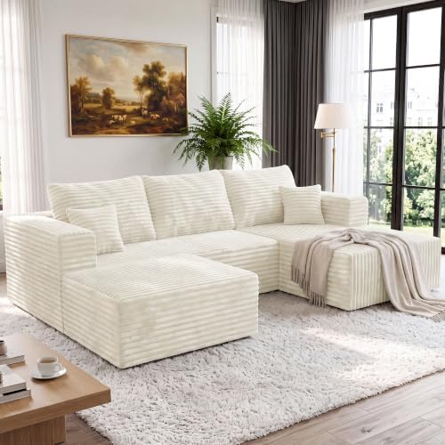 92.5" U-Shaped Boneless Modular Sectional Sofa, 3 Seater Sofa by TEKIROSE