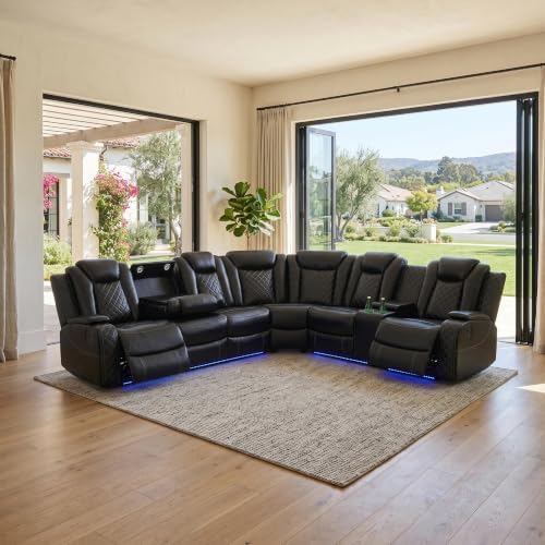 Power Recliner Sectional Sofa, L-Shaped Living Room Furniture Set, Reclining - Image 2