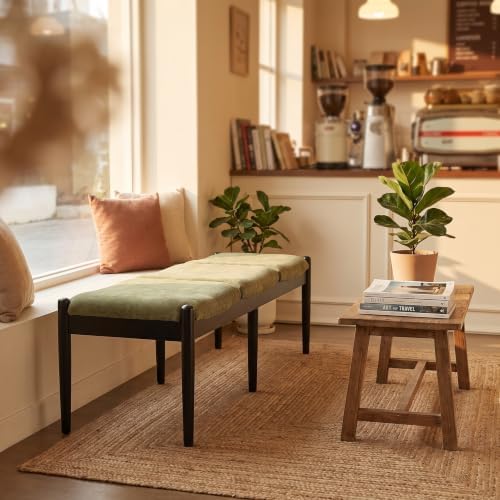 DUOMAY 55'' Modern Ottoman Bench, Chenille Upholstered Entryway Bench Bedroom - Image 2