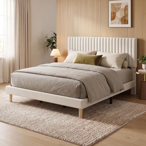 GAOMON King Size Bed Frame, Velvet Upholstered Platform Bed by GaoMon