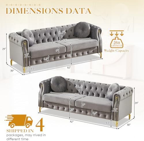 JEEOHEY 2 Pieces Mid Century Modern Chesterfield Sofa Set, Upholstered Button - Image 2