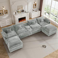 145" Cloud Couch Oversized U Shaped Light Grey Sectional Couches by Flyida