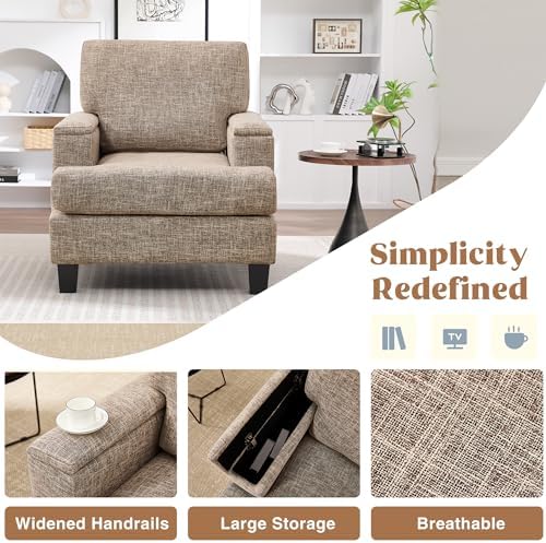 Accent Chairs with Armrest Storage, Modern Reading Chairs - Image 6