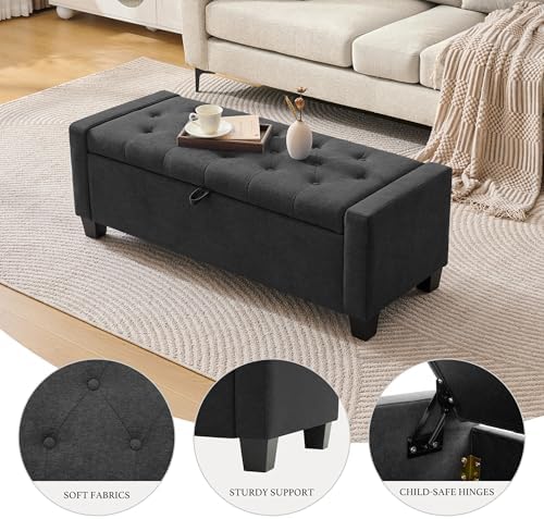 Huatean Home 43" Ottoman with Storage, Dark Gray Storage Ottoman Bench - Image 3
