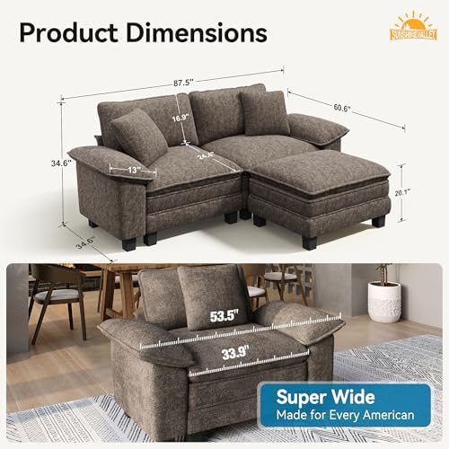 SUNSHINE VALLEY 3-Seat L Shaped Modular Cloud Couch Sectional Sofa Ottoman - Image 2