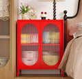 Small 2 Transpanrent Door Metal Storage Side Buffet Cabinet by Fumedo