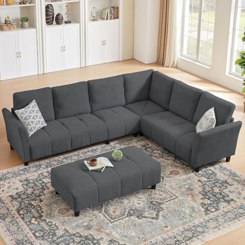 103" L Shaped Couch with Ottoman, 6 Seater Sectional Sofa - Image 6