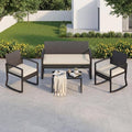 IDEALHOUSE 4 Piece Outside Patio Furniture Set, Outdoor Wicker Rocking Chair by IDEALHOUSE
