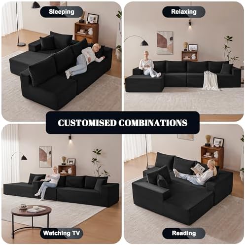 Mangodan 140” Cloud Sectional Couch, Modular Sectional Sofa - Image 4