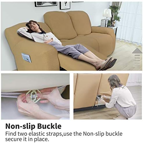 Easy-Going 8 Pieces Recliner Couch Stretch Sofa Slipcover Golden - Image 3