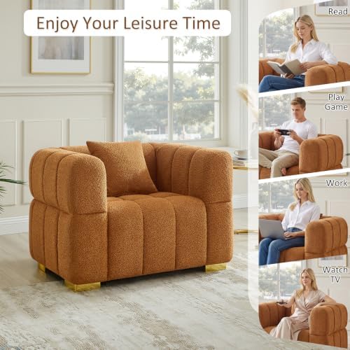 VANOMi 44.09" Oversized Accent Chair, Boucle Armchair - Image 4