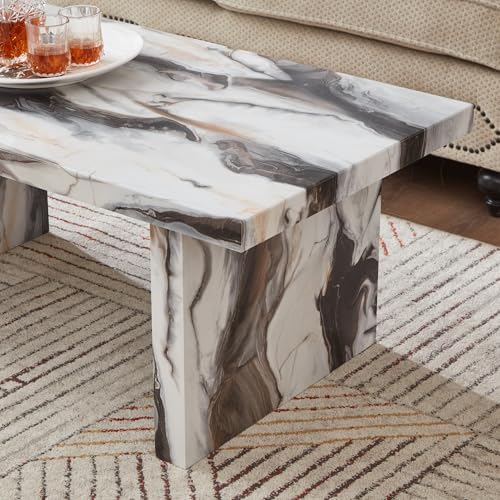 Roundhill Furniture Cavira Modern Faux Marble Living Room Coffee Table - Image 5