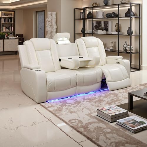 Leather Reclining Sofa Set, Power Recliner Sofa Sectional Couches by Toseslo