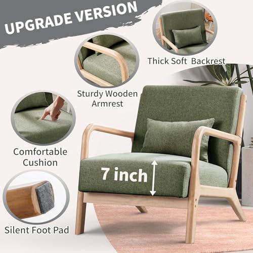 ANJ Mid Century Modern Accent Chair, Comfy Fabric Reading Chair - Image 3