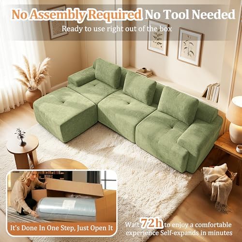 122" L Shaped Oversized Boneless Couch, Comfort Cloud Sectional Couches - Image 5