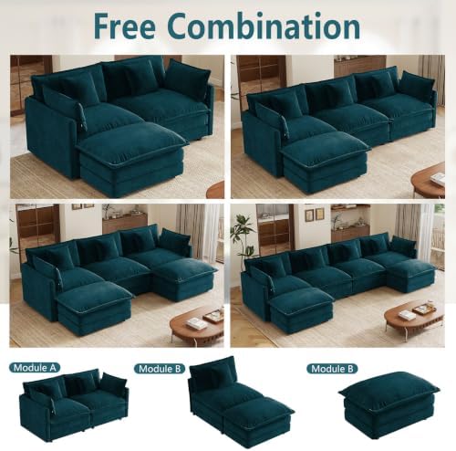GNIXUU 111.5" Blue L Shaped Cloud Modular Sectional Sofa - Image 5