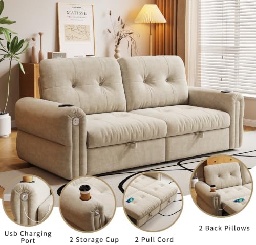 73" Queen Size Sofa Bed, Loveseat Sleeper Sofa - Image 4