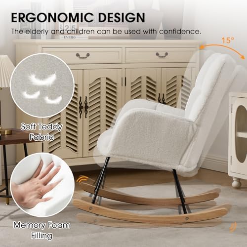 Nursery Rocking Chair, Teddy Upholstered Glider Chair - Image 4